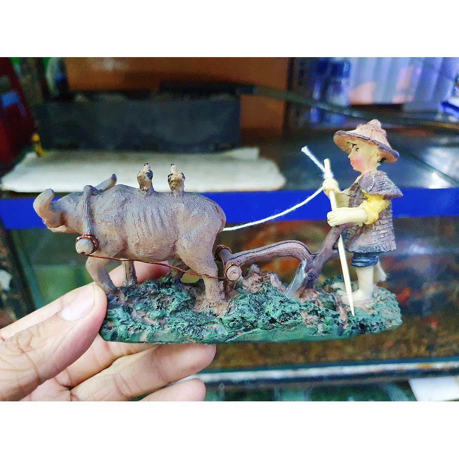 CHÚ TIỂU CHĂN TRÂU TRANG TRÍ HỒ CÁ NON BỘ 14x3x9cm