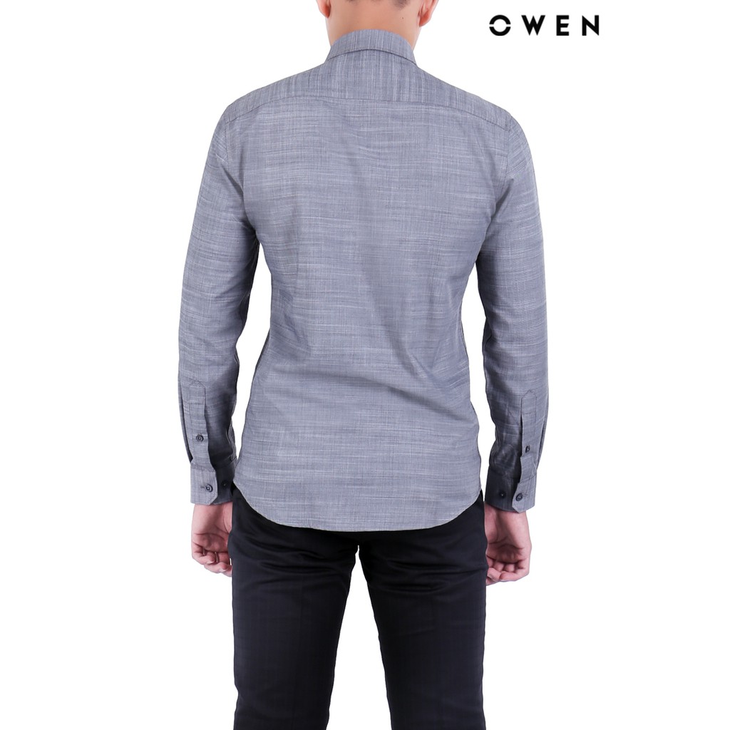 Áo sơ mi dài tay Owen Bamboo Slimfit có túi màu xám - AS20696DT