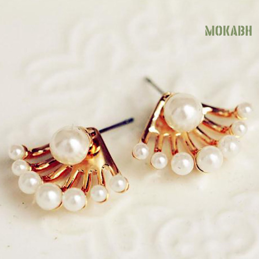 1 Đôi Bông Tai Hai Mặt Đính Ngọc Trai Nhân Tạo Thời Trang Dành Cho Nữ