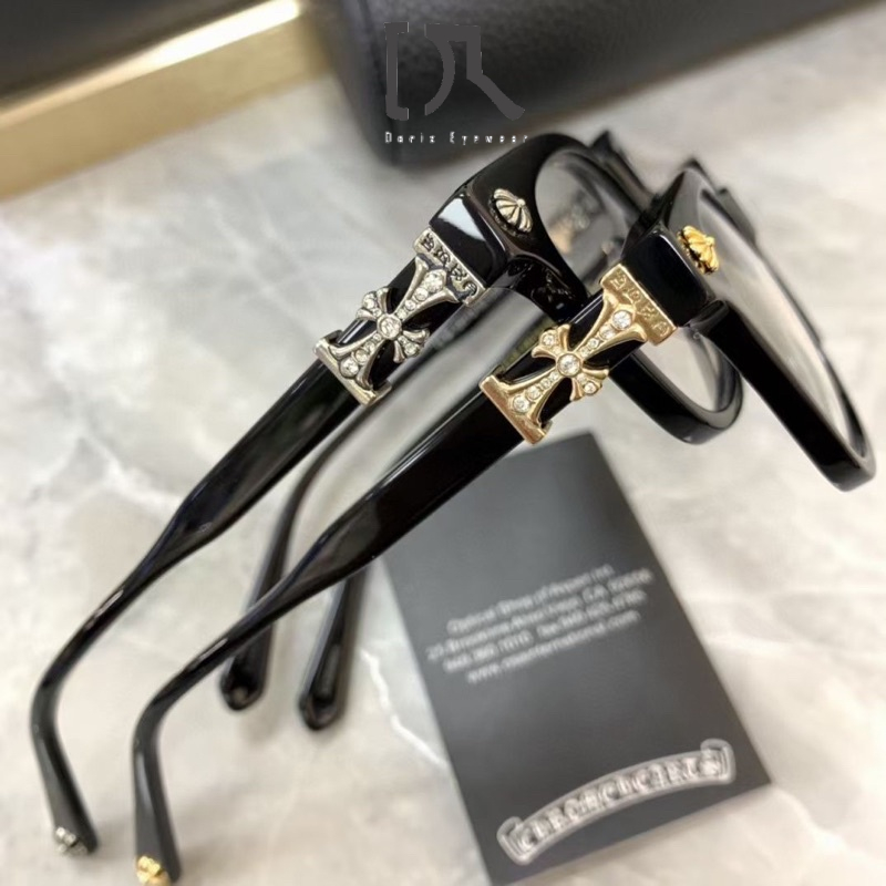 Gọng Kính Cận Chrome Hearts DORIS Mắt Vuông Họa Tiết Kim Loại Dành Cho Nam Nữ
