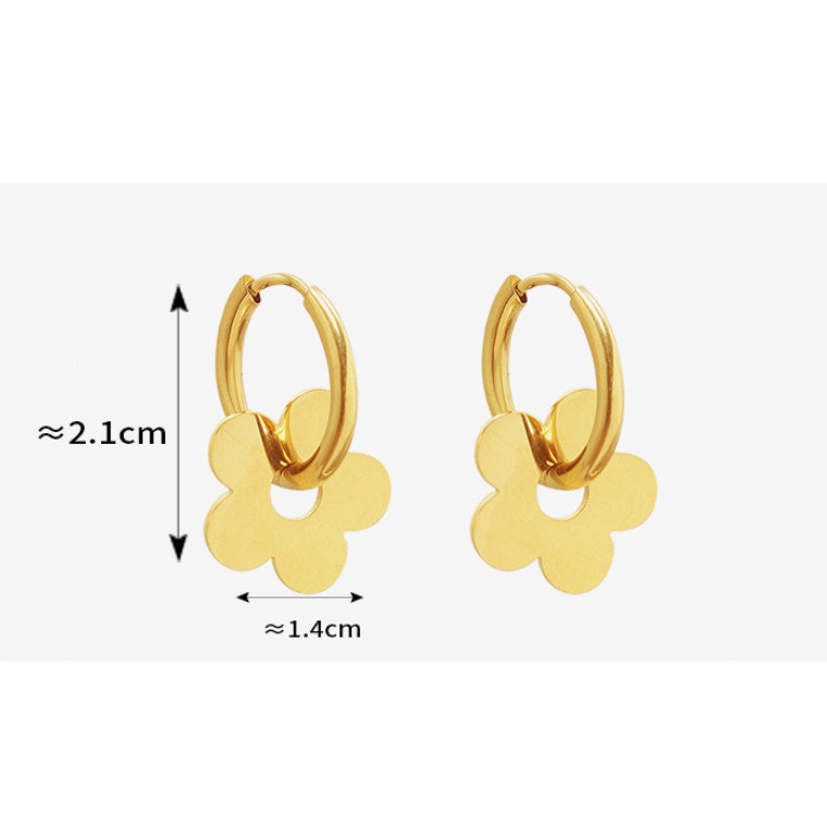 Bông Tai Hoa Khoen Tròn Titan Ko Han Rỉ TT 3974