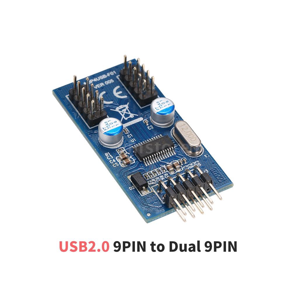 yins♥Motherboard 9Pin USB Header to 2 Male Adapter Card USB2.0 9Pin to Dual 9Pin   Connector Splitter