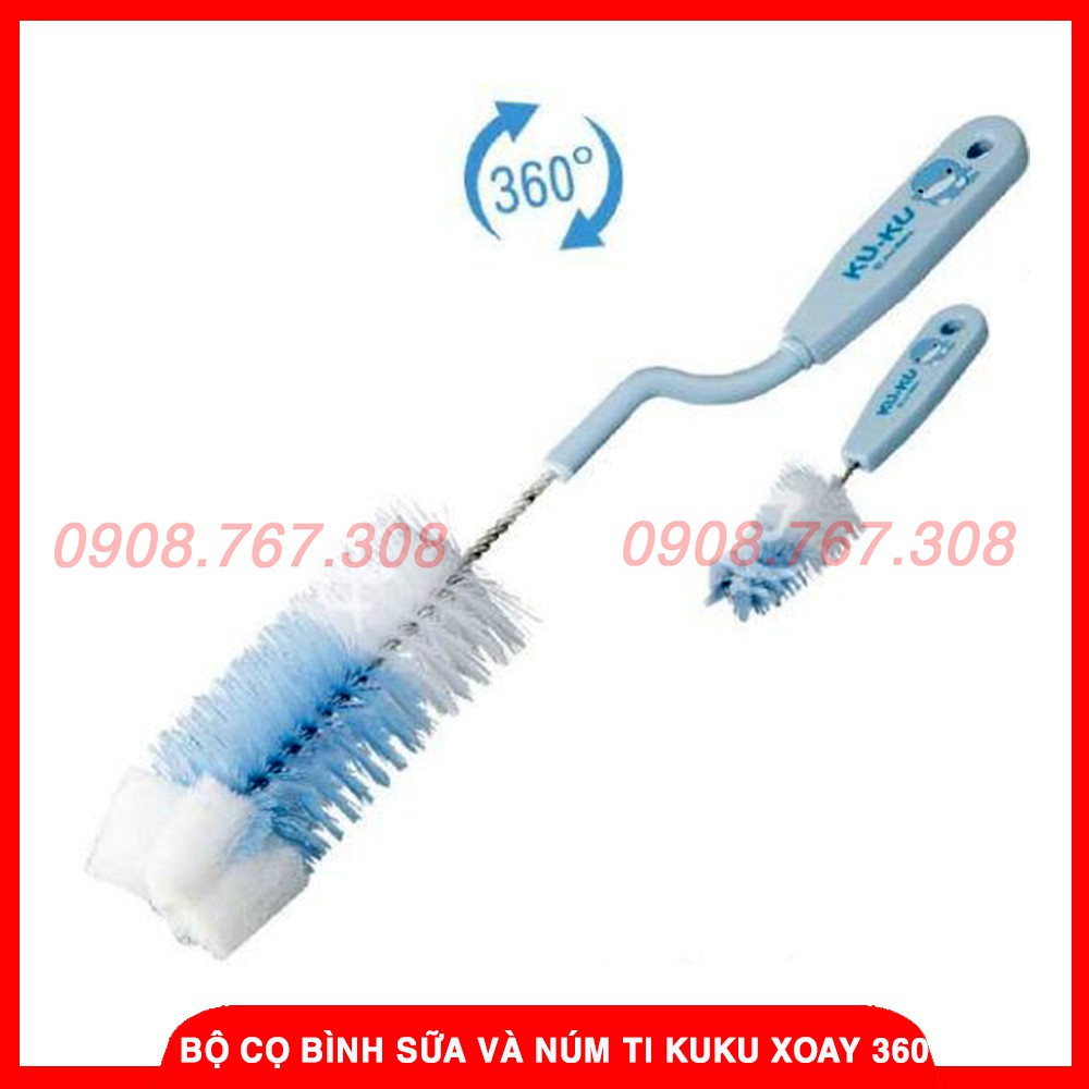 Bộ Cọ Rửa Bình Sữa Và Núm Ti Kuku KU5301 Xoay 360 Độ - Ku Ku - 4712430153015