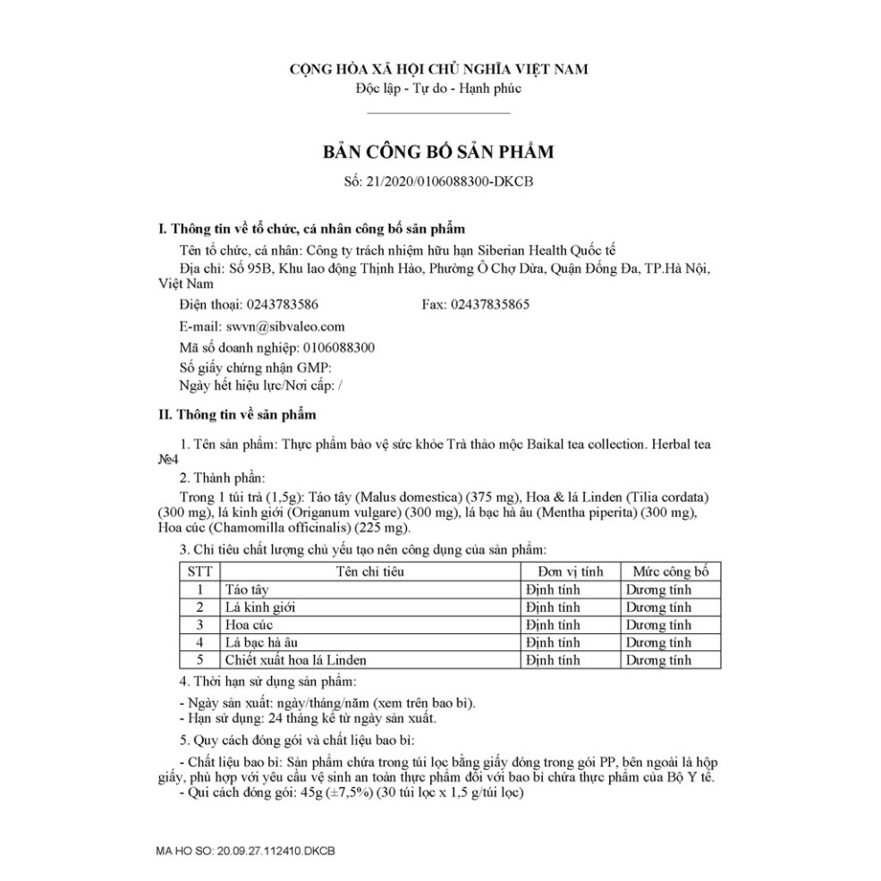 [ Trà Baikan N4 tăng đề kháng ] Thực phẩm bảo vệ sức khỏe Trà thảo mộc Baikal tea collection. Herbal tea №4 – 30 túi/hộp