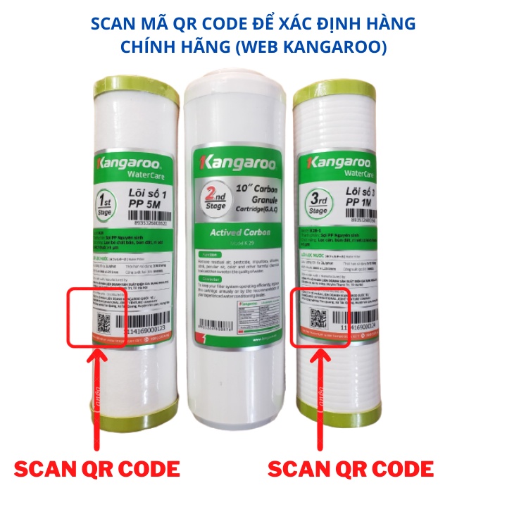 Combo 5 lõi lọc nước Kangaroo số 1-2-3 và 2 lõi số 1 - 10inch