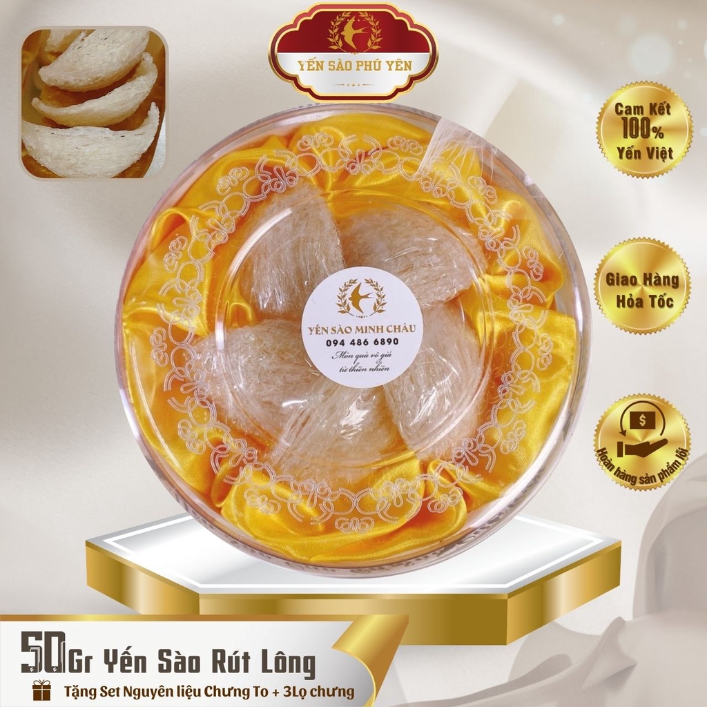 50g Yến Sào Rút Lông Nguyên tổ ! 🎁 lọ chưng yến + nguyên liệu chưng Cung Đình!