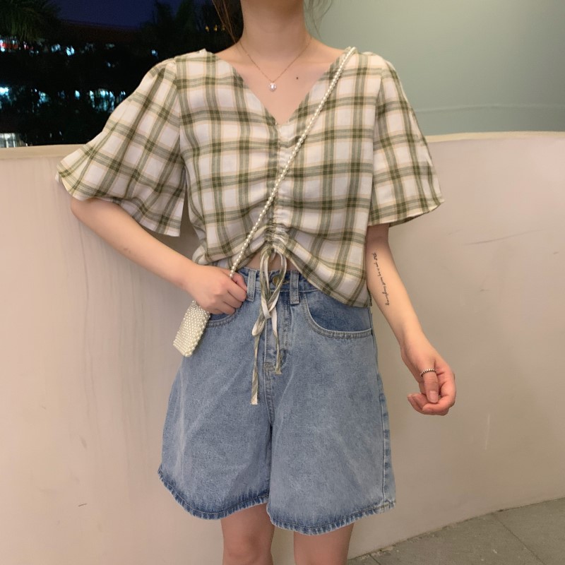 [SẴN] Áo kiểu sơ mi croptop nữ Ulzzang Quảng Châu AS84