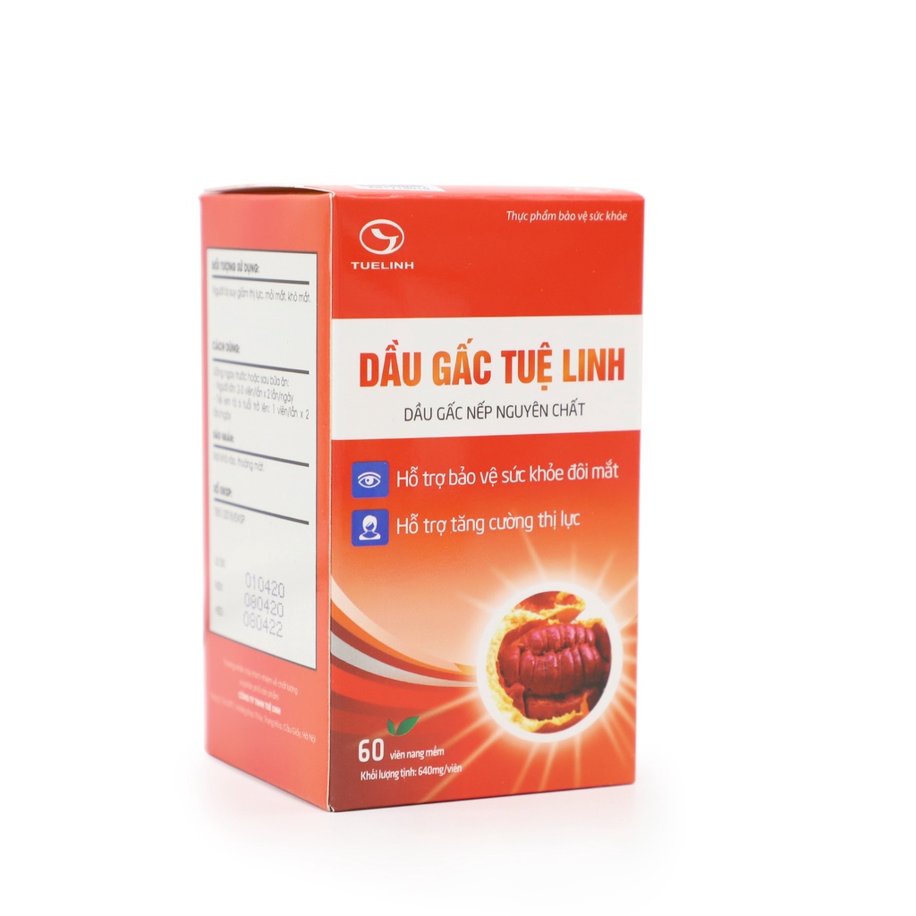 Dầu Gấc Tuệ Linh- HỘP 60 VIÊN- giúp sáng mắt đẹp da, tăng cường thị lực bảo vệ đôi mắt khỏe và sáng hơn