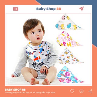 [100% Cotton] Khăn Yếm Tam Giác In 2 Mặt Có Cúc Bấm Cao Cấp