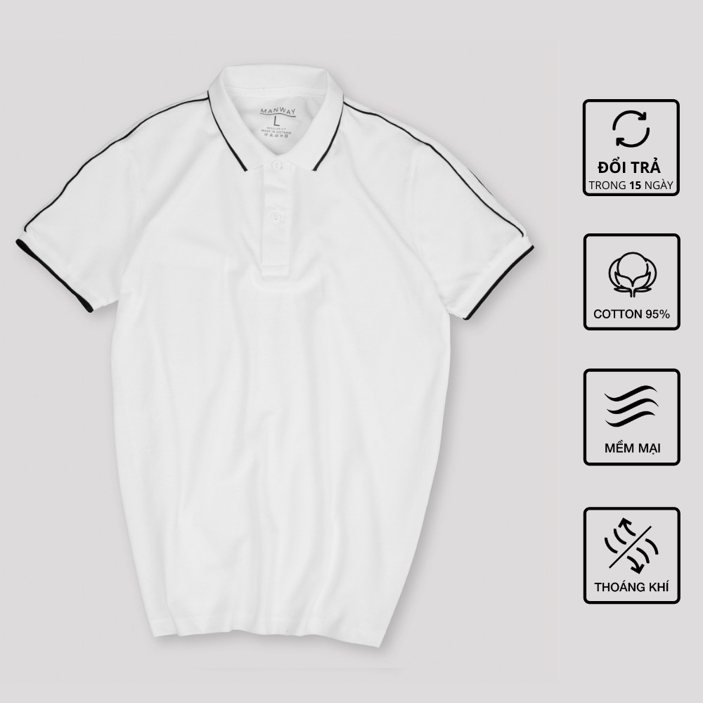 Áo thun Polo nam Cotton 240gsm phiên bản ComfortMax 1.0 phối vai đen dày dặn lịch sự thoải mái tối đa PL154 - MANWAY