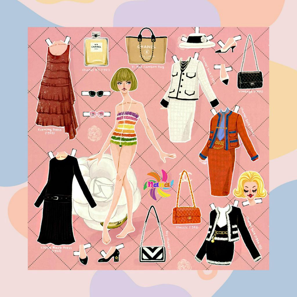 Búp bê giấy thay đồ   phong cách Châu Âu giấy cắt thủ công cho bé Combo 2 hình siêu đáng yêu BB0028