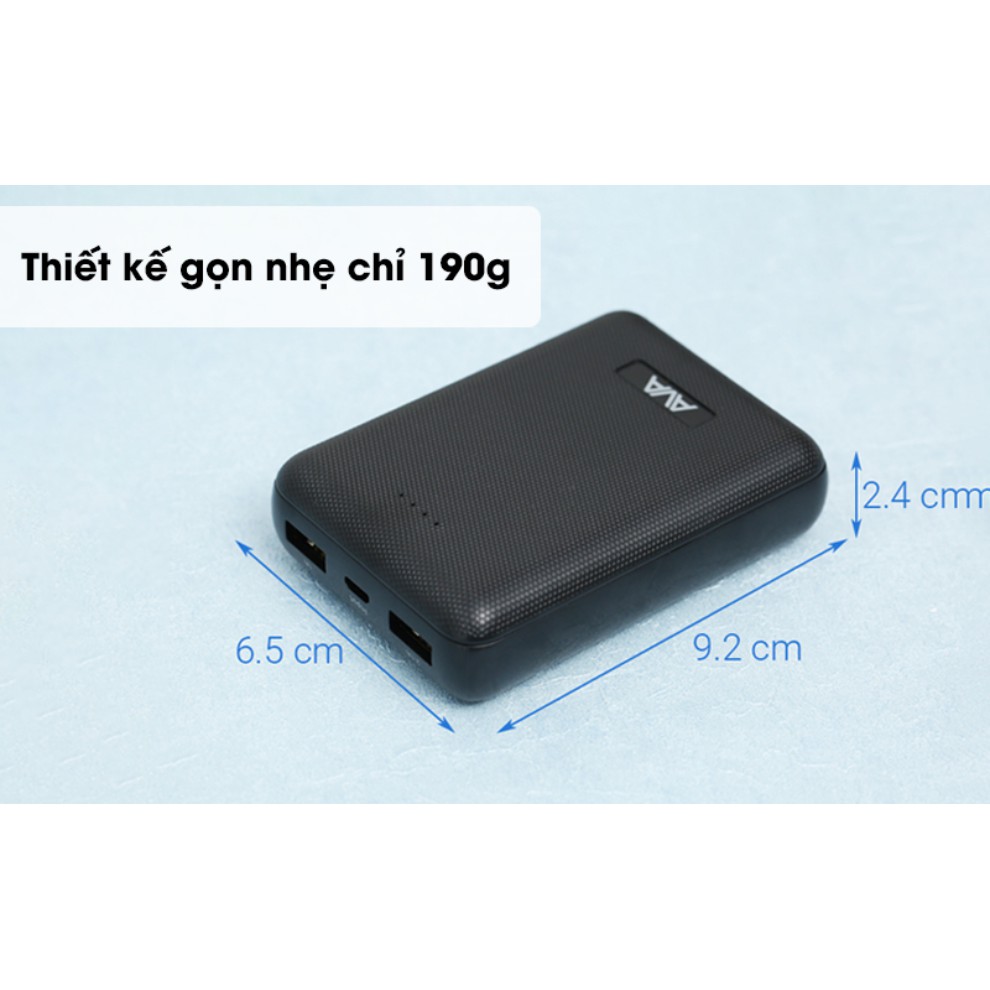 🔥CHÍNH HÃNG🔥 Pin sạc dự phòng Polymer 10.000 mAh AVA PA W11 💦Tặng kèm dây sạc Micro USB 💦LIKE NEW 98%