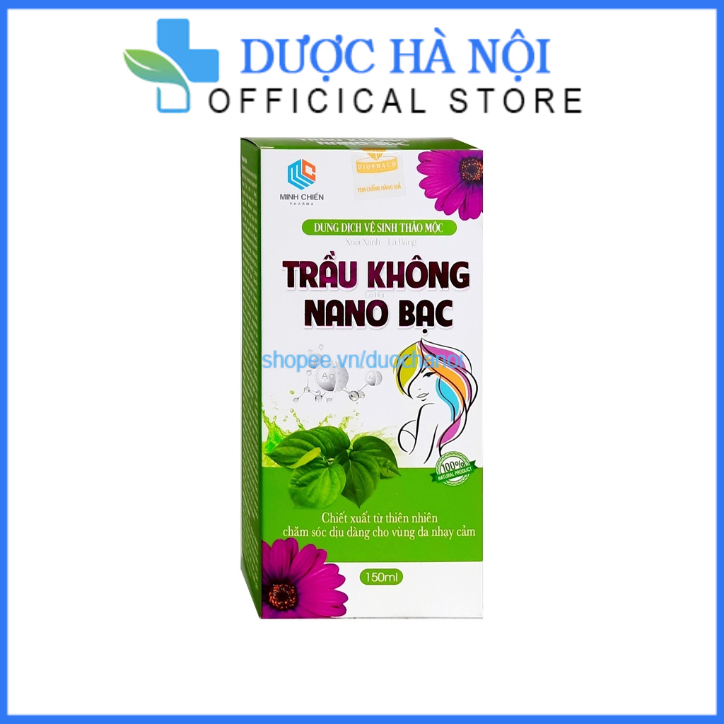 Dung dịch vệ sinh phụ nữ trầu không nano bạc giúp kháng khuẩn , khử mùi hôi, làm dịu mát da vùng kín – Hộp 150ml