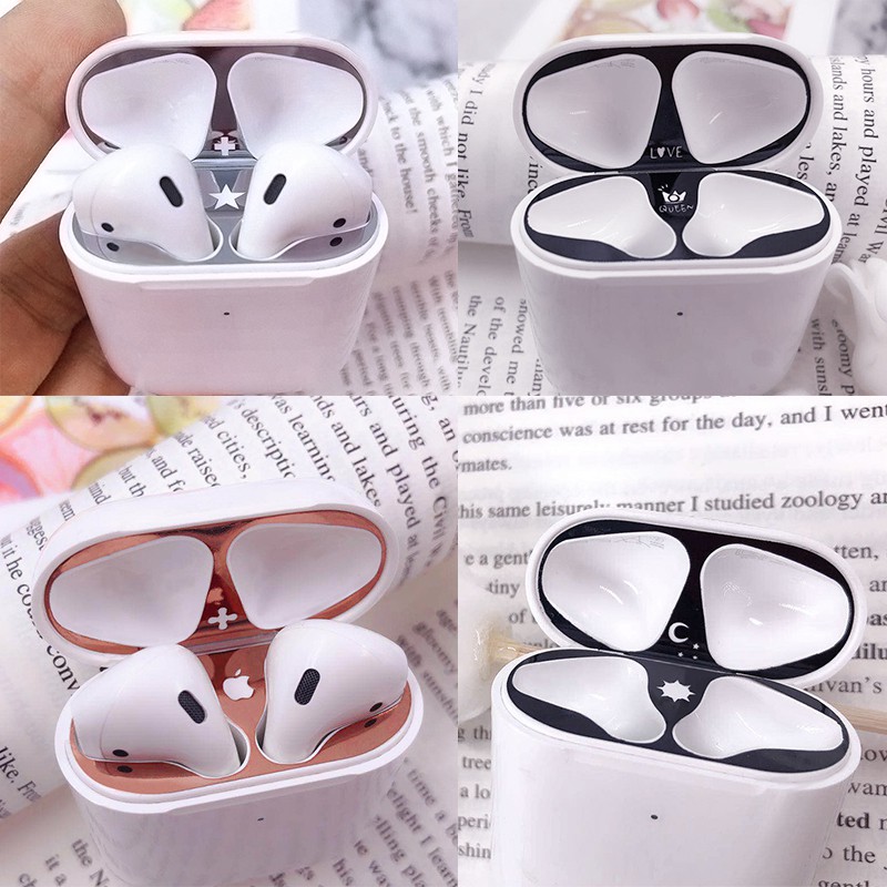 Miếng Dán Kim Loại Siêu Mỏng Chống Bụi Cho Apple Airpods 1 2