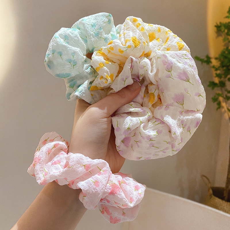 Dây Buộc Tóc Đuôi Ngựa In Họa Tiết Hoa Đơn Giản Phong Cách Hàn Quốc Thời Trang Cho Nữ