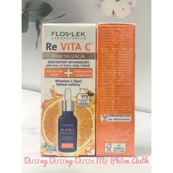 Tinh chất dưỡng sáng, trẻ hóa da Floslek Re Vita C 30ml