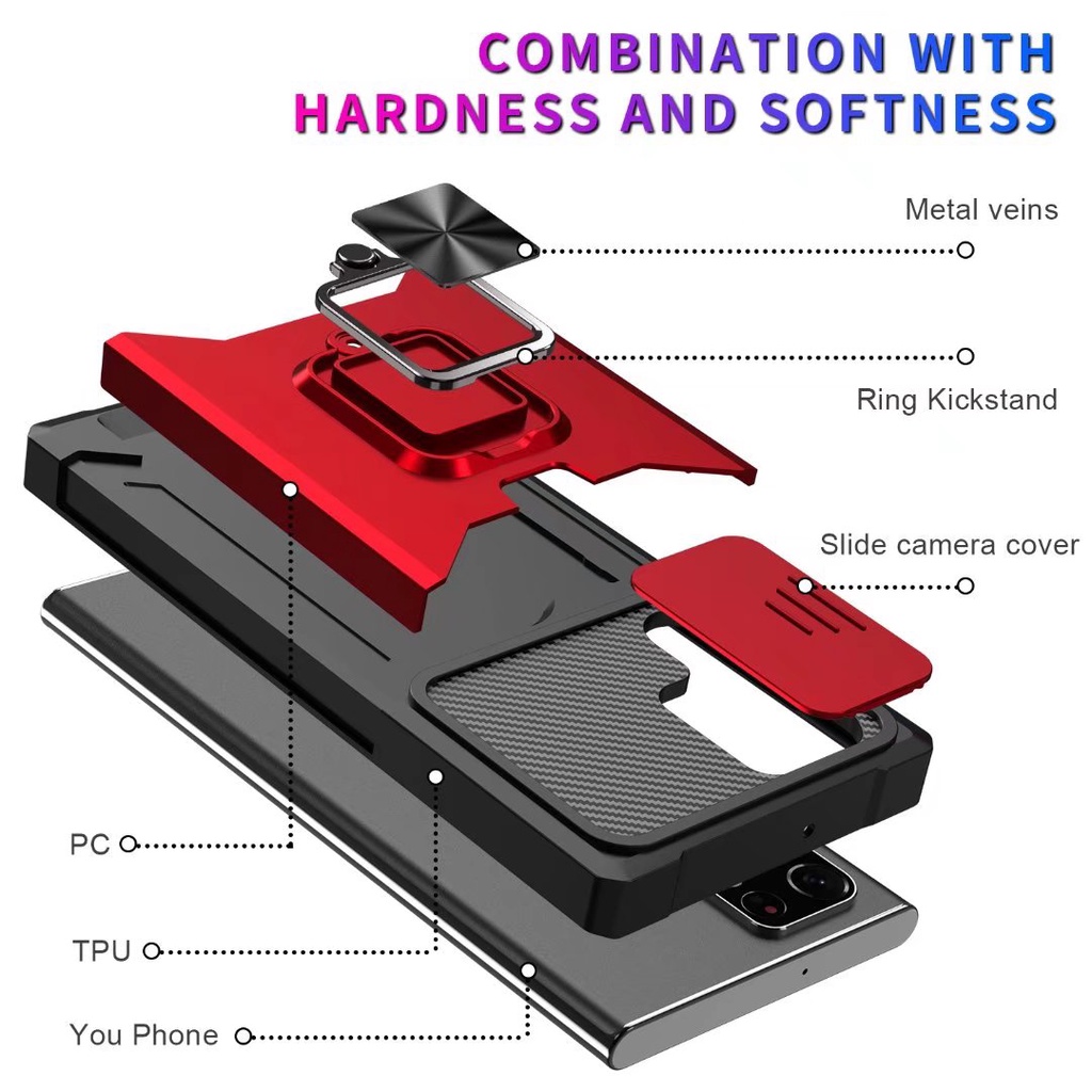 Card Holder Wallet Phone Case For Samsung Galaxy S22 Plus S22 S22 Ultra S21 S30 S21 Plus S21 Ultra Shockproof Protection Slide Camera Metal Ring Magnetic Car Cover