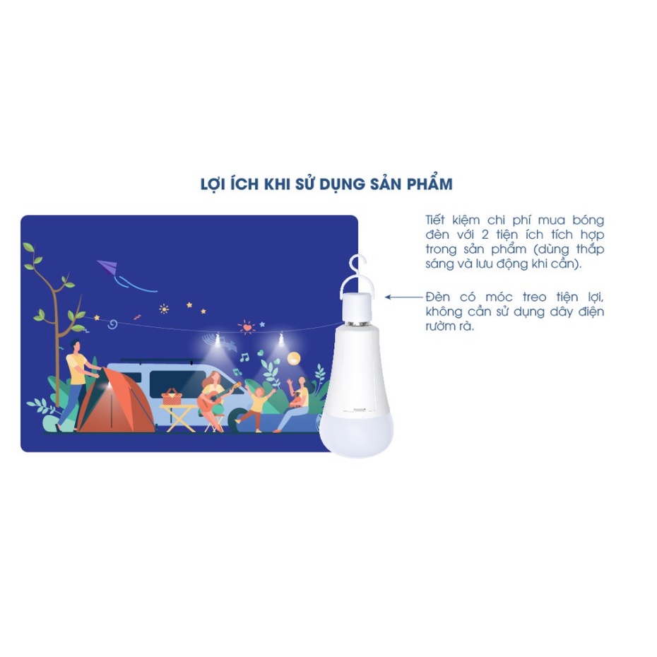 Đèn LED Bulb lưu điện, đèn tích điện 9w Rạng Đông Model: A80.KC/9W
