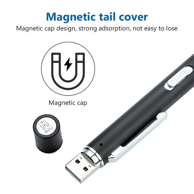 Bút đèn LED mini bỏ túi bằng thép không gỉ thiết kế kèm sạc cổng USB tiện dụng