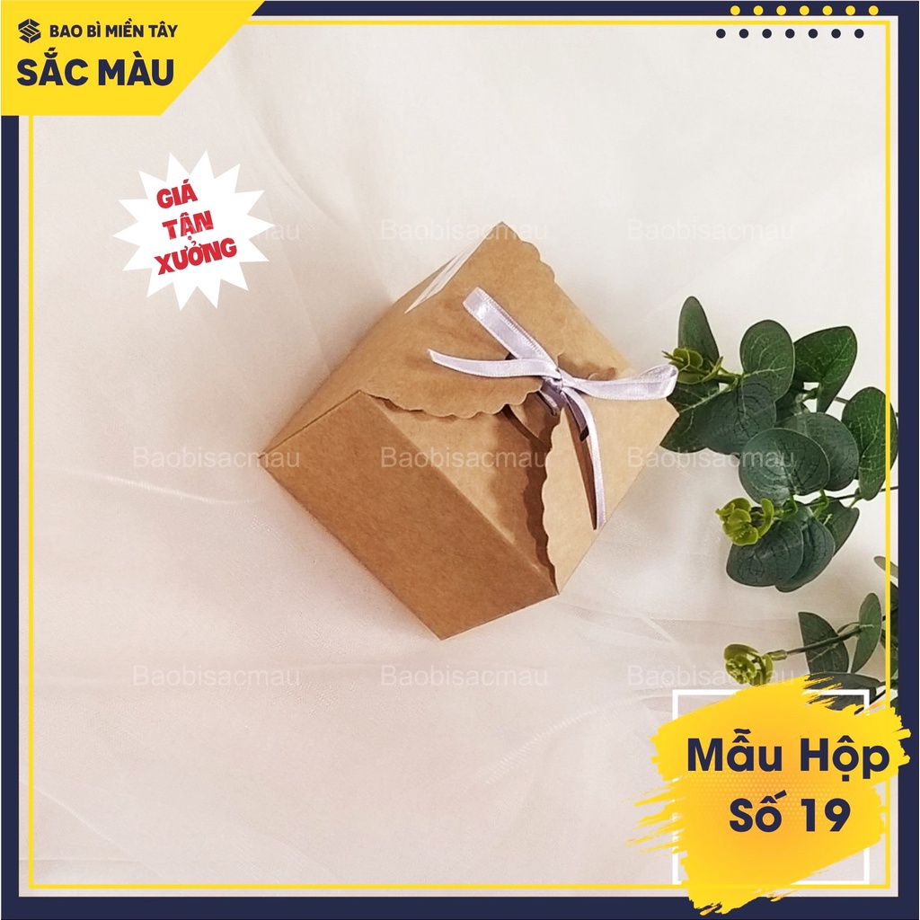 5 Hộp quà sinh nhật, quà tặng Valentine, các dịp lễ... bằng giấy kraft kèm dây ruy băng thắc nơ ( Hộp 19)