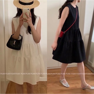 Đầm BBD nữ sát nách kiểu tầng xoè vải xốp 2 màu freesize Pumi