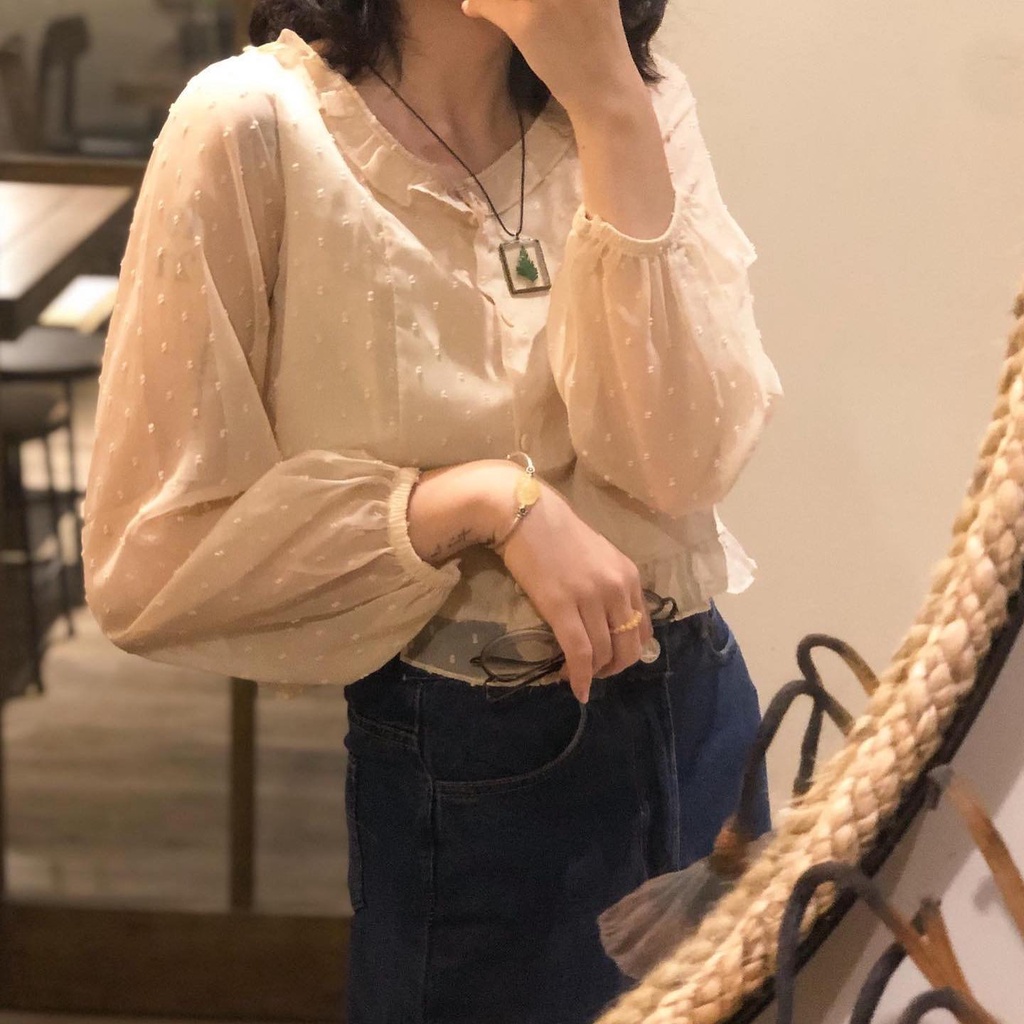 Áo Sơ Mi Croptop Sonu Dài Tay Tiểu Thư - Áo Voan Mềm Mịn