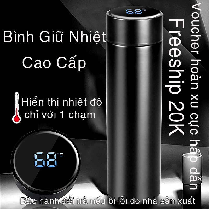 Bình giữ nhiệt có nhiệt kế thông minh 500ml - Bình giữ nhiệt INOX hiển thị nhiệt độ led cao cấp có Bảo Hành