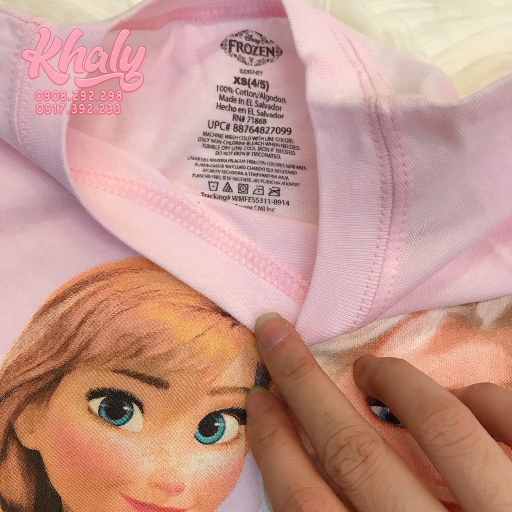 Áo thun tay ngắn trẻ em hình công chúa Elsa và Anna (Frozen) màu hồng nhạt size XS cho bé gái 4,5 tuổi (Mỹ US-UK) - ATFZ