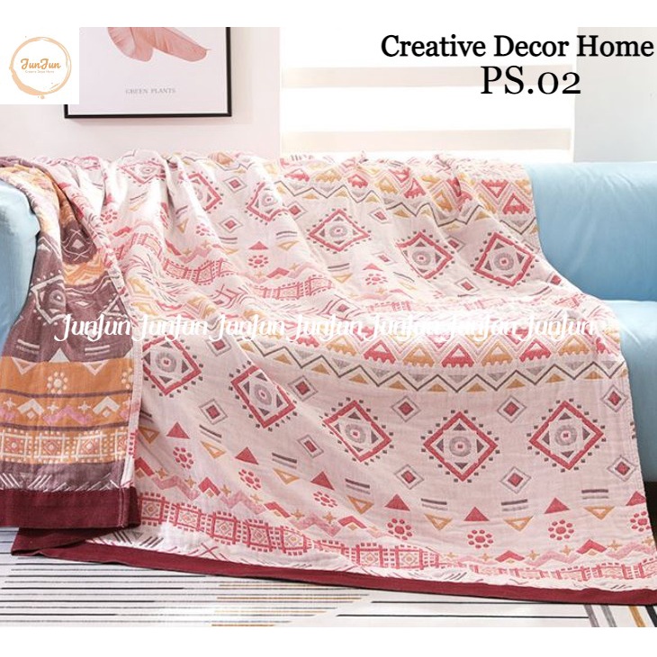E2_Khăn Thảm Phủ Chăn Sofa Chất liệu Vải Xô Sợi Organic - Dòng phổ thông