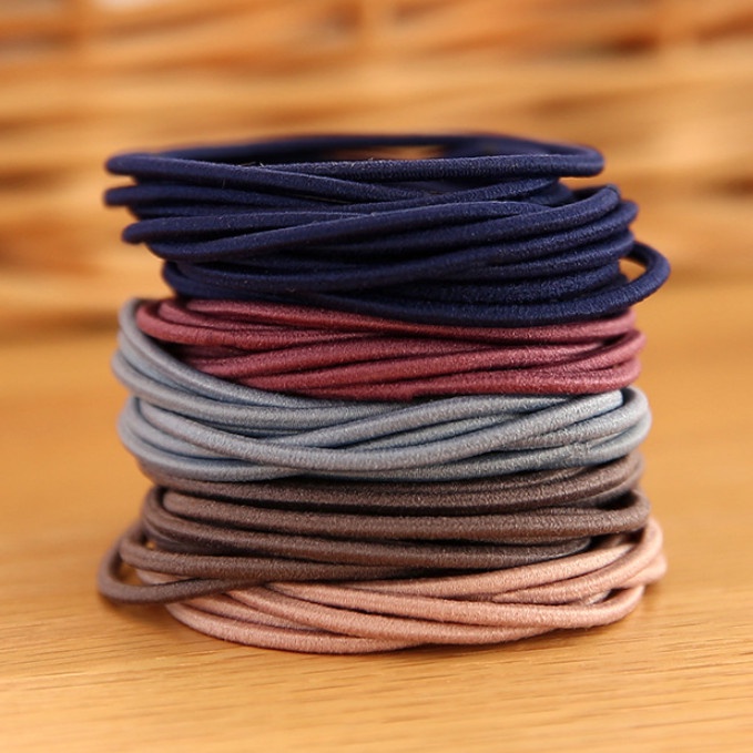 Set 100 dây buộc tóc trơn nhiều màu