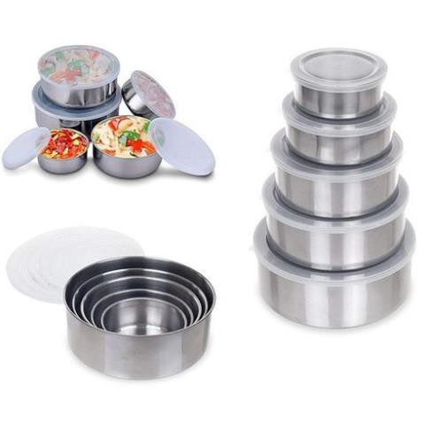 Combo 5 Bát Inox Có Nắp Đậy Vô Cùng Tiện Lợi - Sieuthigiadinh.2021