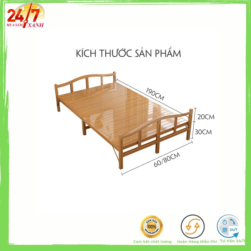 (Sản phẩm tiện lợi )Giường tre gấp gọn { chống mối mọt,gấp gọn tiện lợi } nằm mát về mùa hè ấm về mùa đông KT 80-195cm .