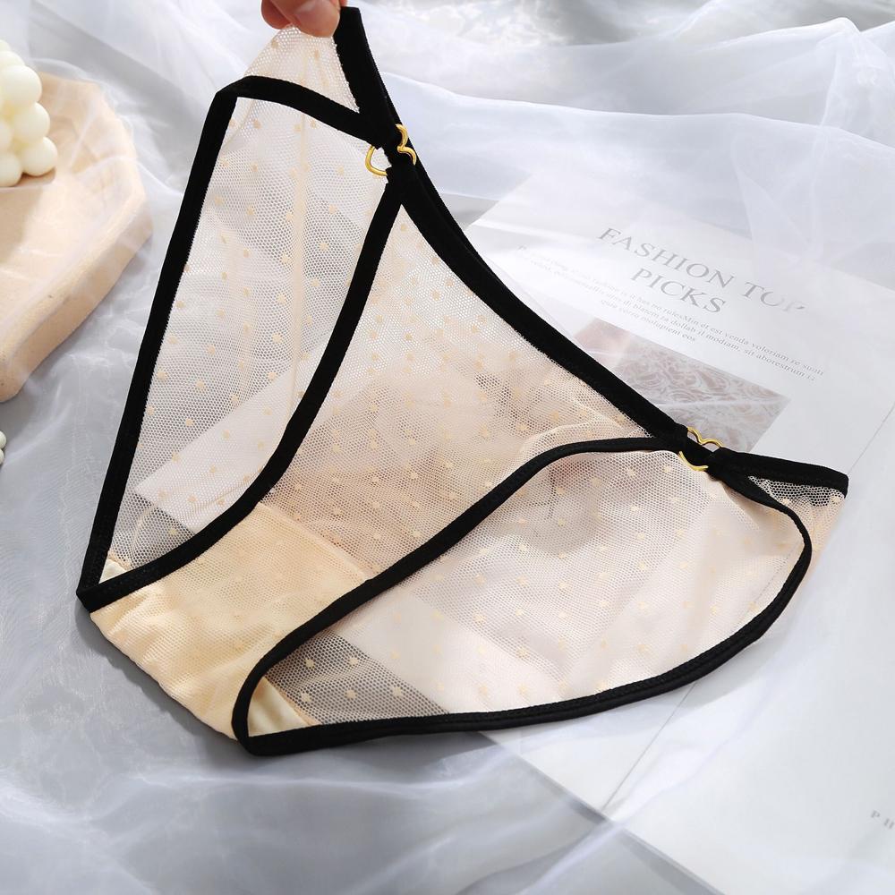 EXPEN Quần Lót Cotton Lưng Thấp Phối Lưới Hình Trái Tim Quyến Rũ Cho Nữ