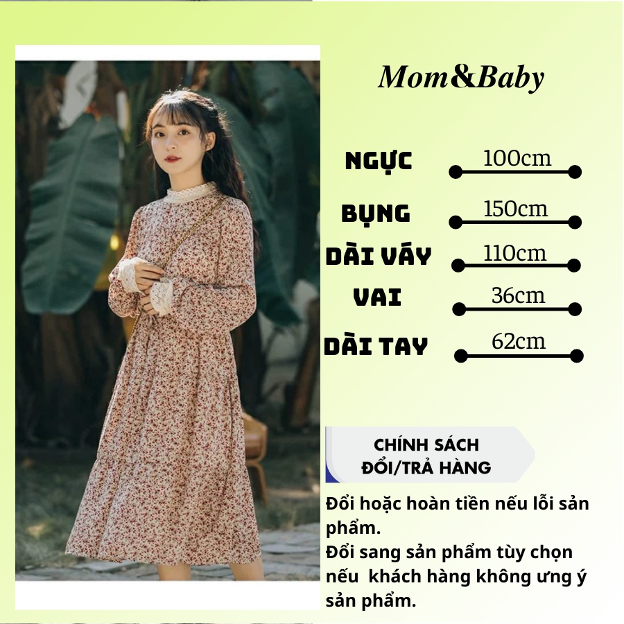 Váy bầu hoa nhí ren có dây đai thời trang thiết kế M151 Mom and Baby