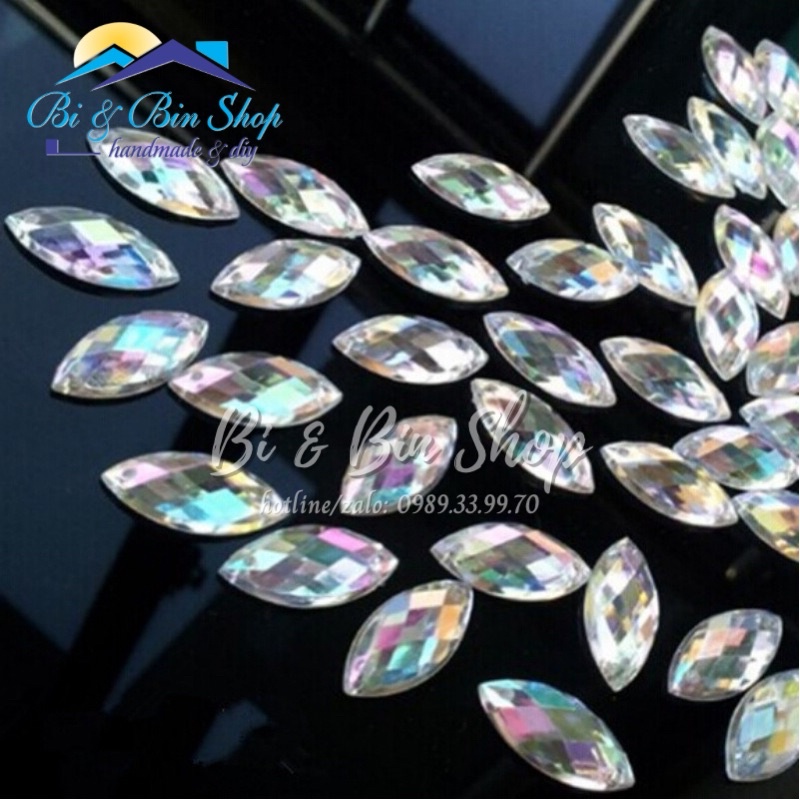 Hạt Đá Kết Lá Me Màu Ánh Cừ AB Đính Kết Trang Phục Thời Trang, Làm Phụ Kiện Handmade