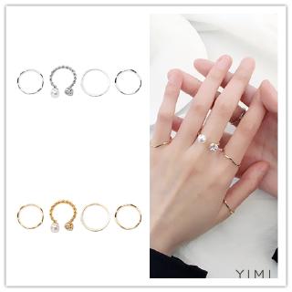 💞Yimi💞 Set Nhẫn Bốn Mảnh Đơn Giản Phong Cách Hipster Nhật Bản
