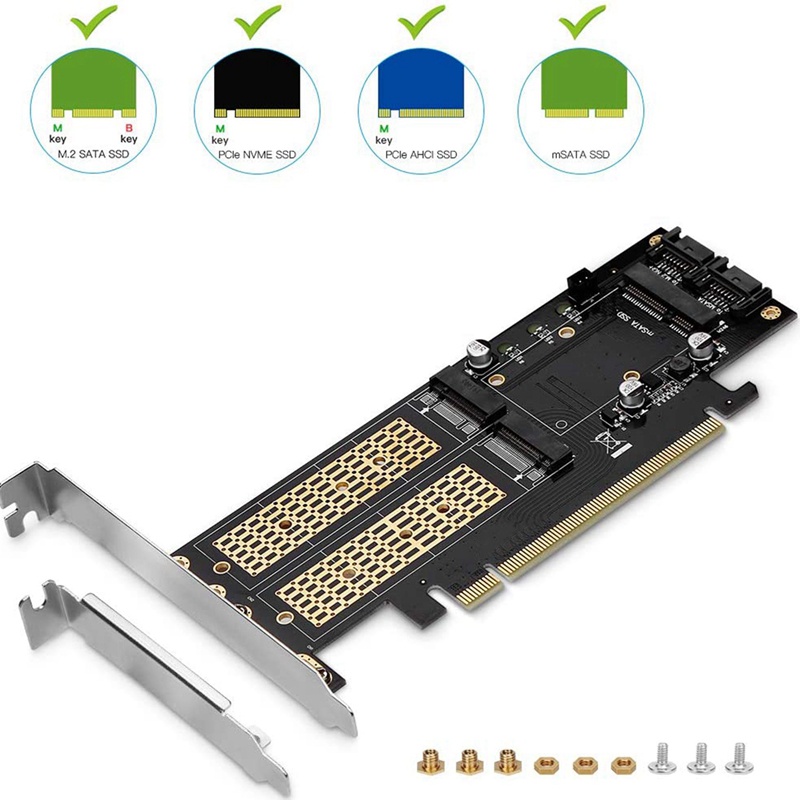 Thẻ Chuyển Đổi 3 Trong 1 Ngff Và Msata Ssd M.2 Nvme Sang Pcie / M.2 Sata Ssd Sang Sata Iii / Msata Sang Sata