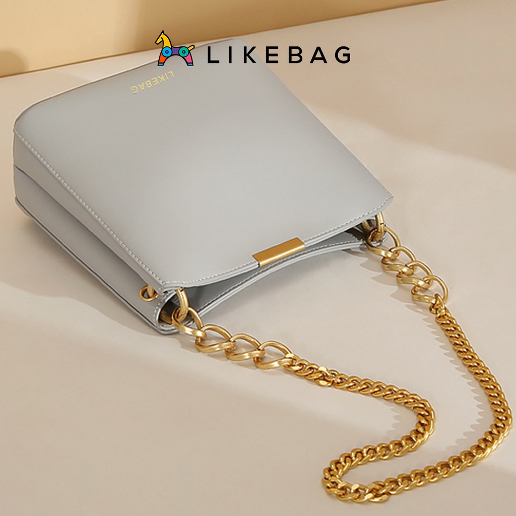 Túi xách nữ đeo chéo kèm ví mini LIKEBAG dáng vuông phối xích vàng sang trọng 218XK9785 - LIBAGI