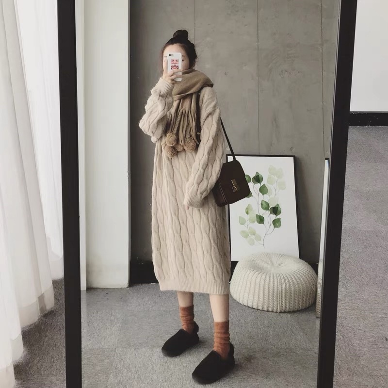 Váy len thừng oversize xuông