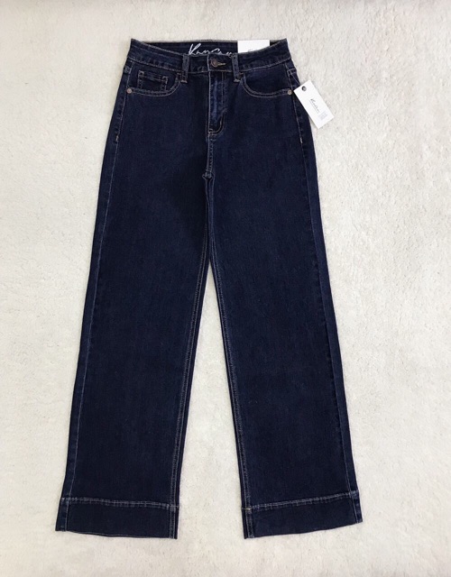 jeans ống suông dài lai to