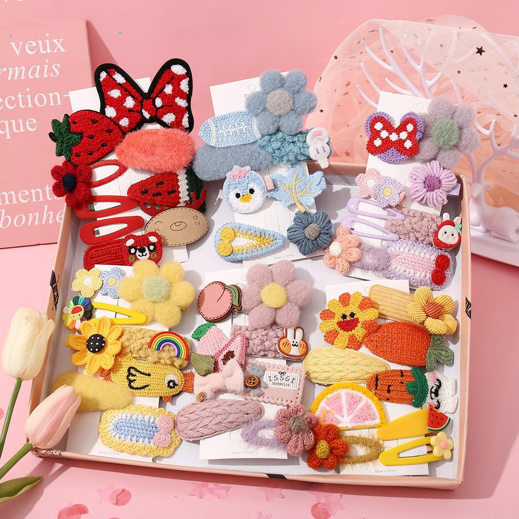 Set kẹp tóc AY nơ trái cây hoạt hình nhiều mẫu khác len vải lông xinh xắn dành cho bé gái