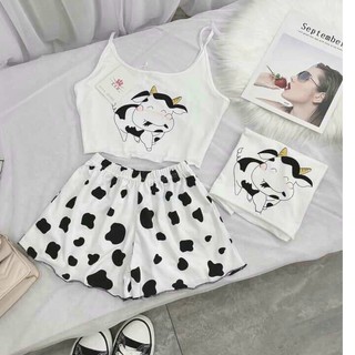 Set bò sữa áo 2 dây quần thun co giãn 4 chiều mặc siêu thoải mái