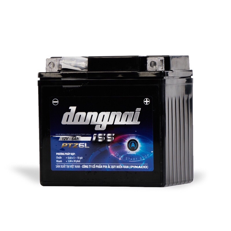 Bình acquy xe máy khô miễn bảo dưỡng Đồng Nai PTZ6L ISS  | 12V - 6Ah, ắc quy xe máy honda 12v.