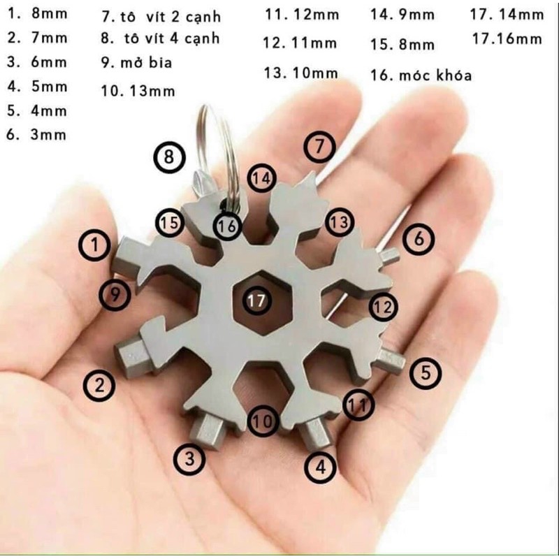 cờ lê 8 đầu dạng móc khoá tiện lợi