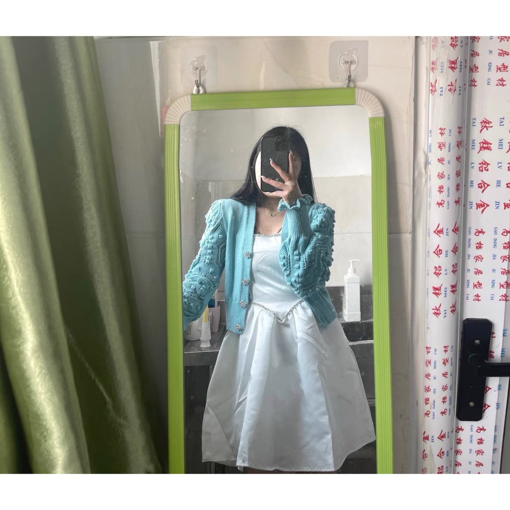 ♥️Đầm,Váy Phồng Trắng Đính NgọcSize S,M,L Tiểu Thư