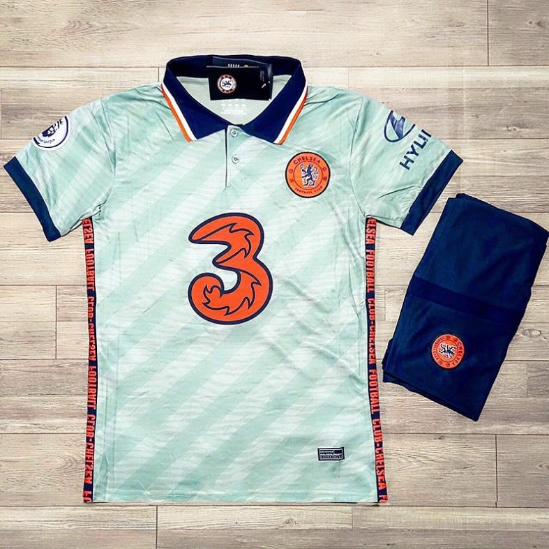 Bộ Áo Đá Banh Chelsea Xanh Xám Vải Gai Thái Cao Cấp - Áo Thể Thao Nam PP Bởi Be Happy Sport