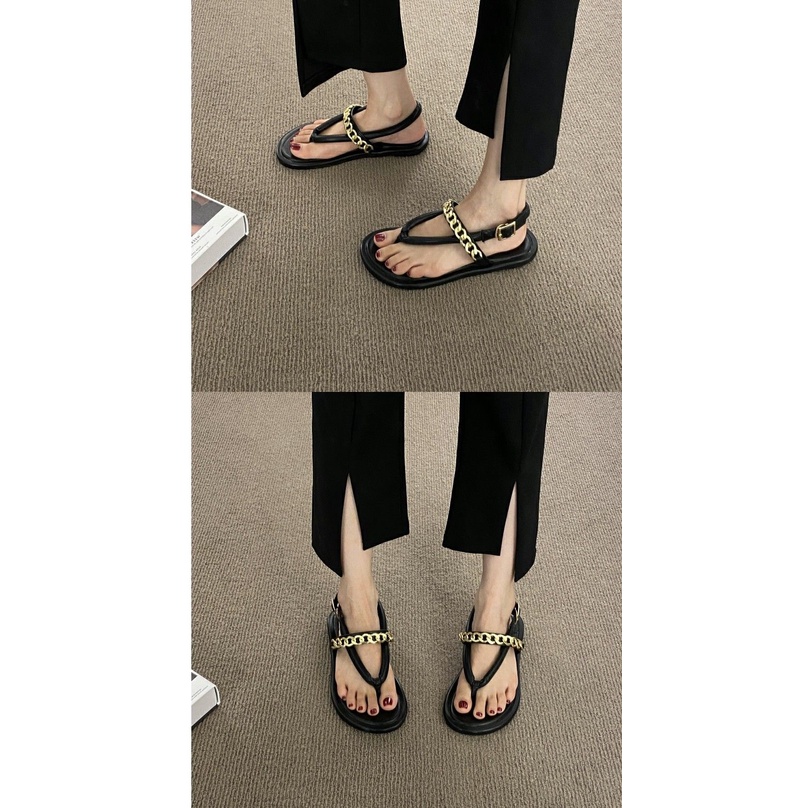 Dép Sandal Xỏ Ngón Đế Bằng Phong Cách Hàn Quốc Cổ Điển Thời Trang Đi Biển