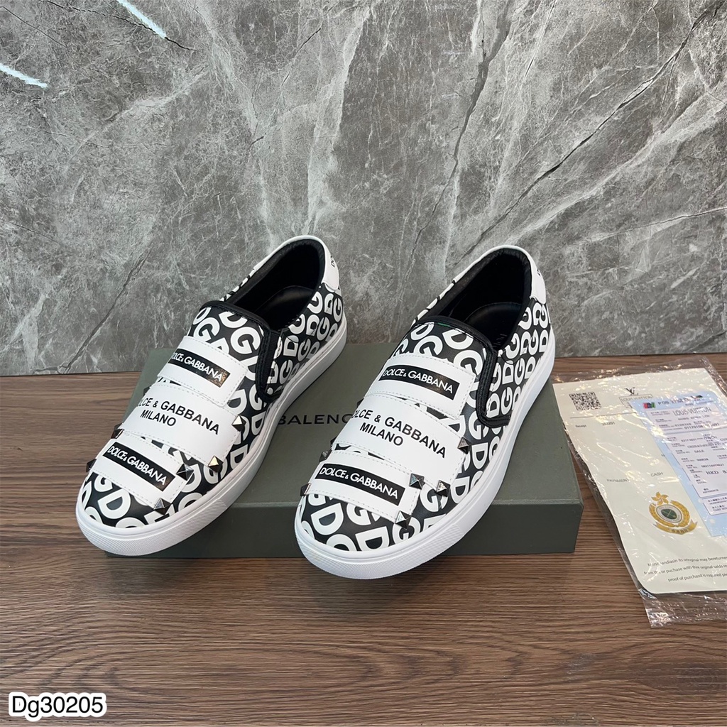 Giày Lười DIOR.. & DG Cao Cấp Dành  Cho Nam. Giày Slipon Nam  DI.OR - D&G Họa Tiết Sang Trọng Trẻ Tung -MINH TÂY STORE