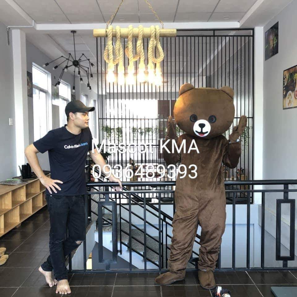 [15 loại mặt gấu có sẵn] Mascot Gấu Brown - Tặng kèm áo làm mát - Quần áo hoá trang