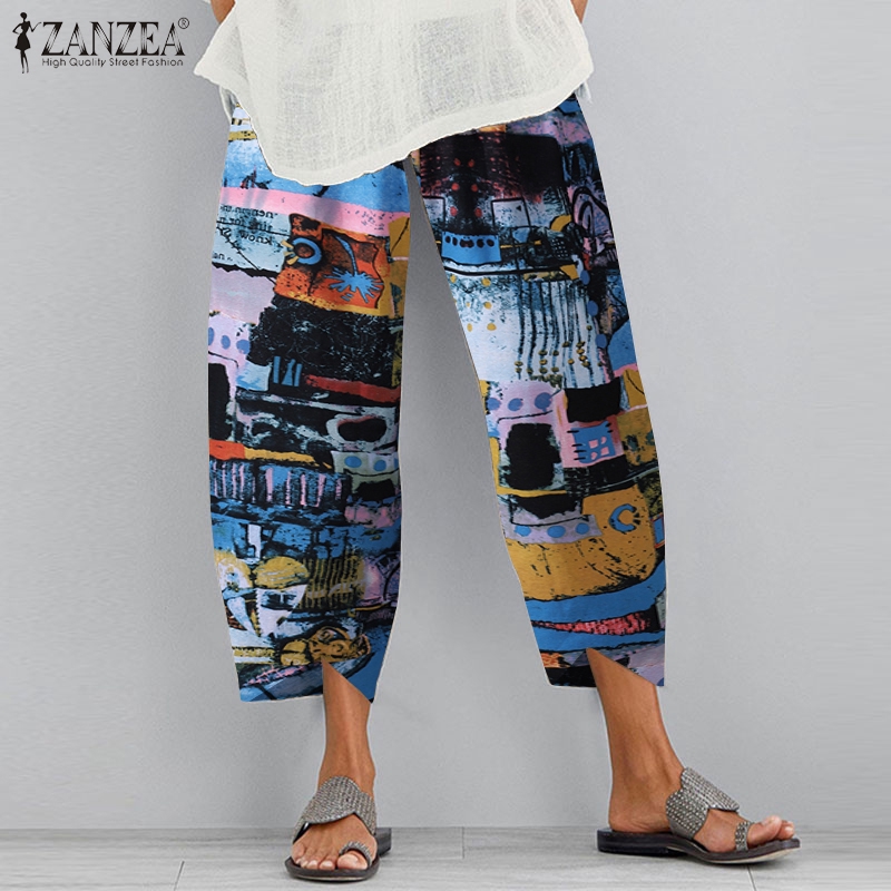 ZANZEA Quần ống rộng in hình họa tiết cổ điển dành cho nữ | BigBuy360 - bigbuy360.vn